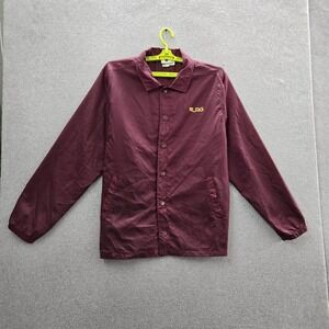 LRG Men Jacket LARGE Burgundy  Logo Coach‎ Snap Button